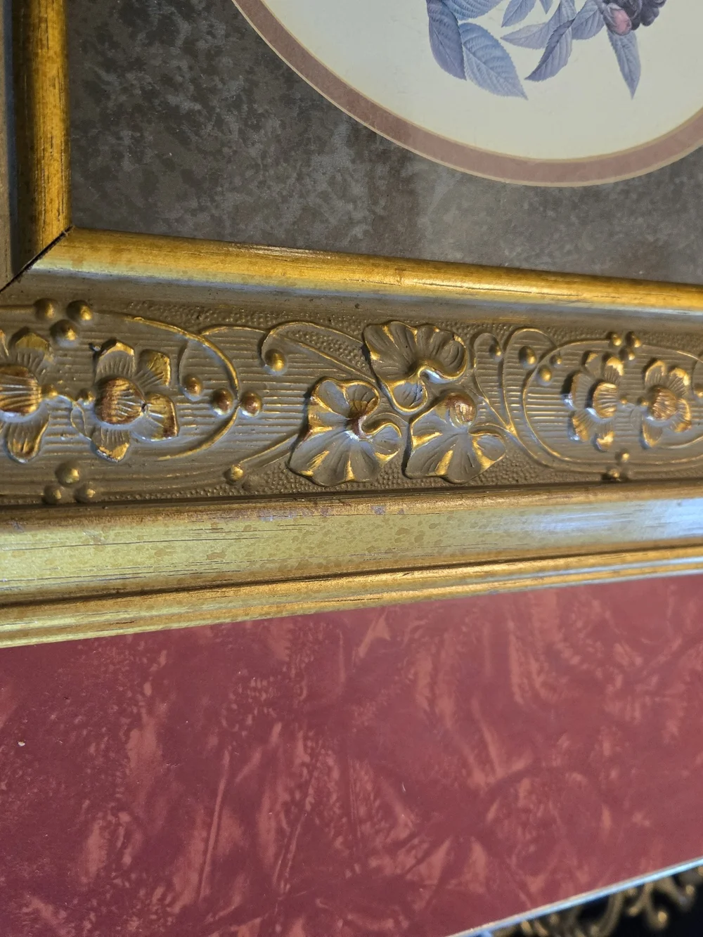 Gold Floral Embossed Picture Frame Pair